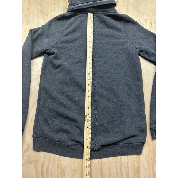 Lululemon Avenue Pullover Hoodie Heather Charcoal Gray Sz 4? Pockets Turtleneck - Picture 4 of 5